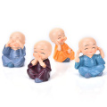 4Pcs/Set Small Ornaments Lovely Car Interior Accessories Doll Maitreya resin gifts creative little monks