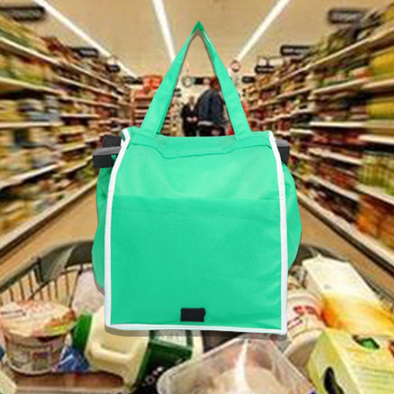 1pc Women Foldable Large Shopping Bags Trolley Clip-To-Cart Grocery Shopping Totes Portable Reusable Eco-friendly Bags Handbags