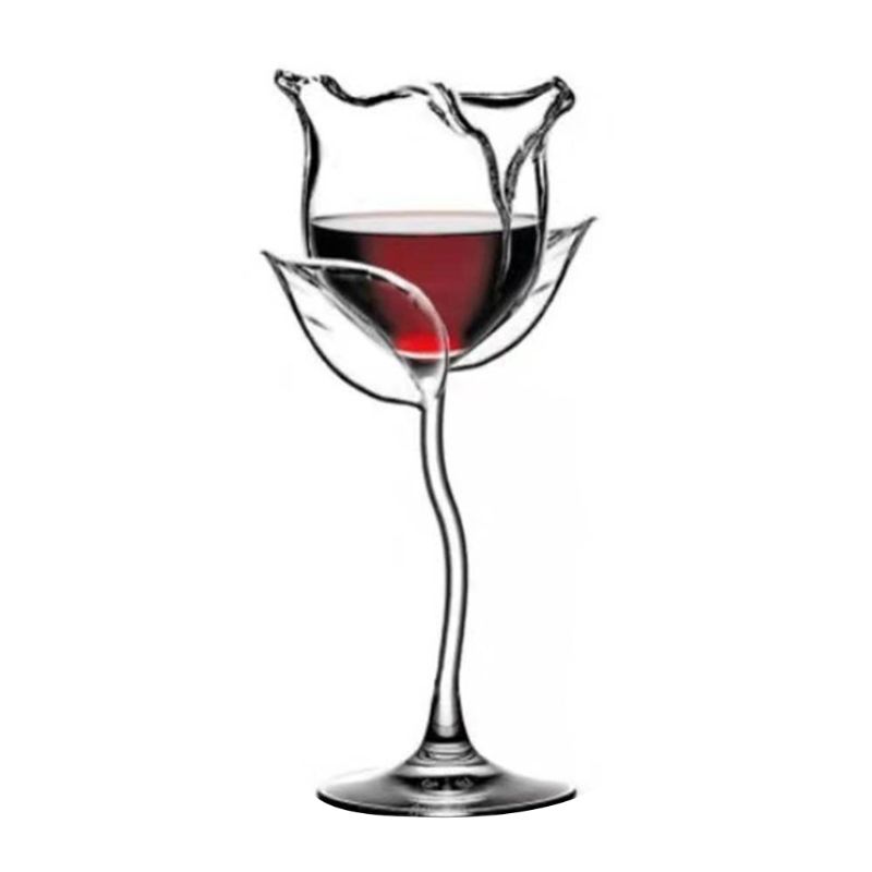 Red Wine Goblet Wine Cocktail Glasses 100ml Rose Flower Shape Wine Glass for Party Barware Drinkware