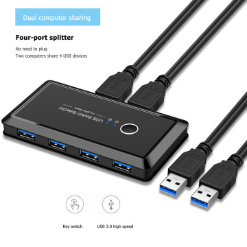 ALLOYSEED KVM Switch USB 3.0 Sharing Switch Selector 2 PCs Sharing 4 USB Devices for Printer Keyboard Mouse USB Switch