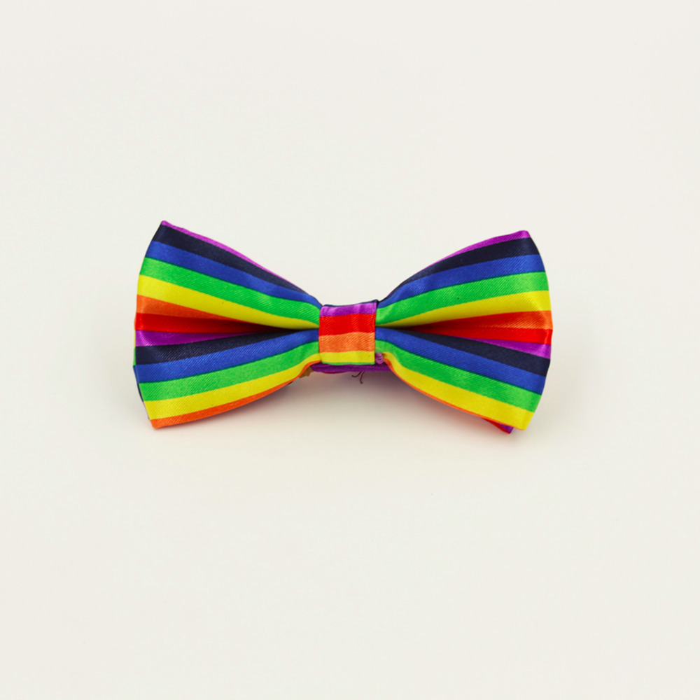 Fashion Colorful Rainbow Striped Bowties For Groom Men Women Wedding Party Leisure Gravatas Cravat Bowtie Tuxedo Bow Ties