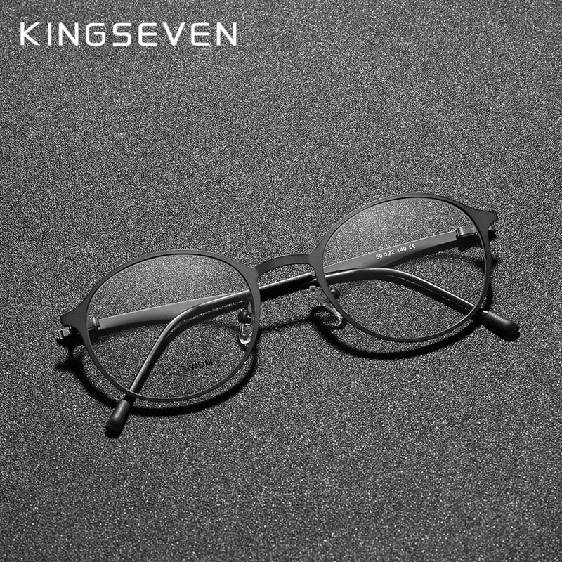 KINGSEVEN Original Titanium Optical Glasses Full Frame Men Ultralight Retro Round Myopia Prescription Eyeglasses Women Eyewear