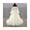 Lace Beading V-neck Lace Up Puffy luxury wedding dress bridal gown