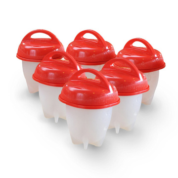 Egg Boiler Poachers Steamer 6 Pieces Multi Functional Egg Slicer Cutter 6 Piece Silicone Egg Cups Boilers White Red Yolk Divider