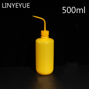 LINYEYUE 500ml Yellow Plastic Blow Washing bottle Tattoo Wash Squeezy Laboratory Measuring Bottle