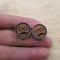 Laser Engrave Wood Cuff Links Tie Clip Moustache And Glasses Cufflinks Men Accessories Father's Clothing Gift