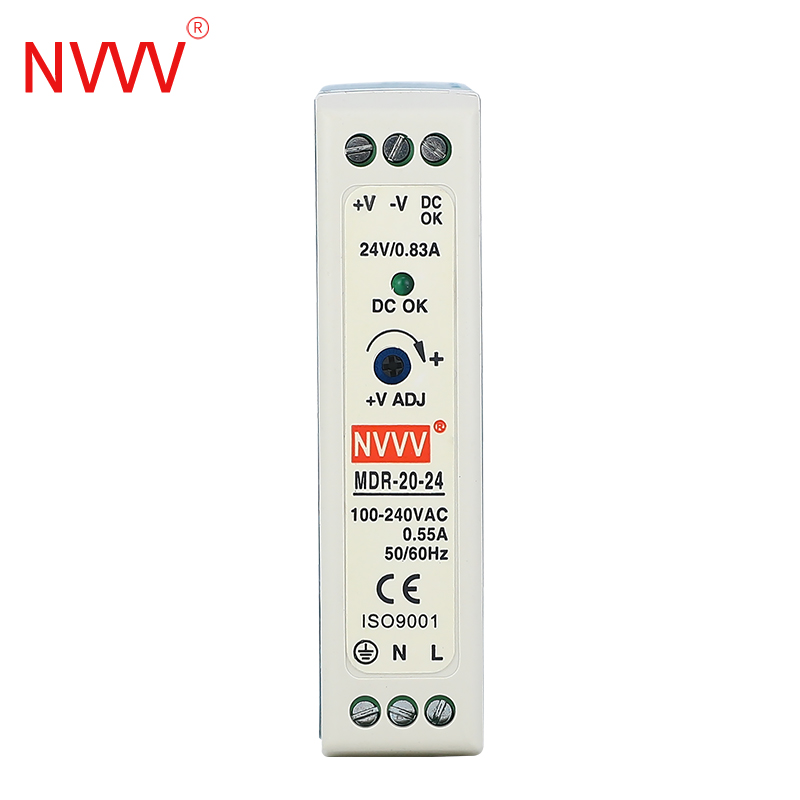 NVVV Industrial DIN Rail Power Supply Switch MDR-10W 20W Single Output 100-240VAC to DC 12V 24V Source