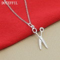 DOTEFFIL 925 Sterling Silver 18 Inch Chain Scissors Pendant Necklace For Woman Fashion Wedding Engagement Party Charm Jewelry