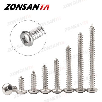 ZONSANTA M1.4 M1.7 M2 M2.2 M2.6 M3 M3.5 M4 M5 M6 Small 304 stainless steel Cross Phillips Pan Round Head Self tapping Screw