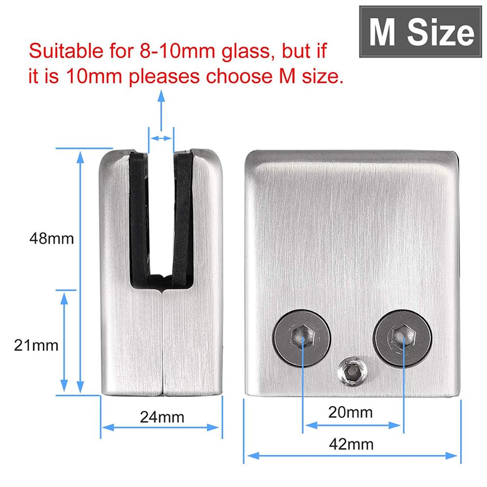 2 pcs 4 pcs 8 pieces Glass Clamps 8-10mm Stainless Steel Adjustable Glass Bracket Back for Balustrade Staircase Handrail