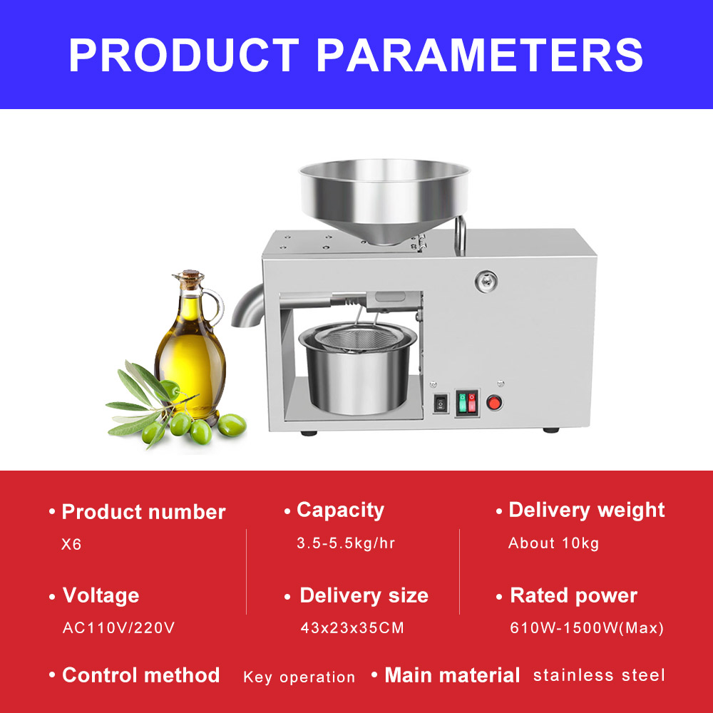 X6 110V / 220V display full automatic olive oil press cold press oil sunflower seed cold press oil press