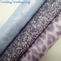 Mixed Colors Glitter Fabric, Leopard Faux Fabric, Metallic Synthetic Leather Sheets For Bow A4 21x29CM Twinkling Ming XM917