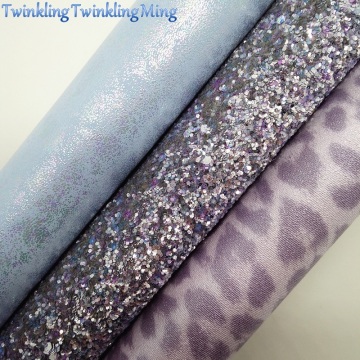 Mixed Colors Glitter Fabric, Leopard Faux Fabric, Metallic Synthetic Leather Sheets For Bow A4 21x29CM Twinkling Ming XM917