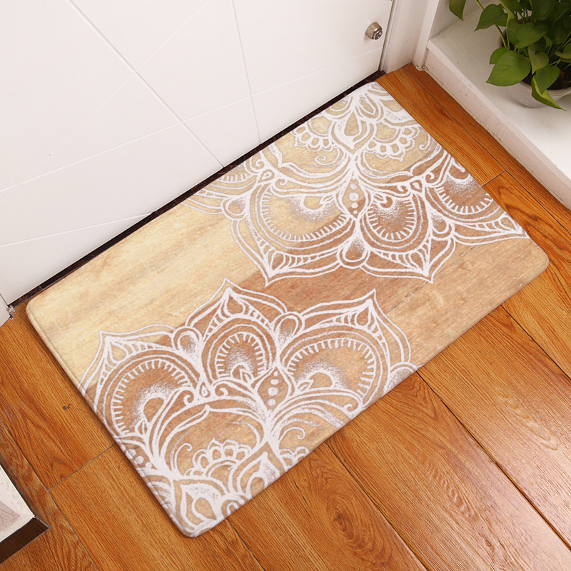 Geometric Flower Design Series Non Slip Shower Mat Bathroom Carpet Bath Mat Rugs Home Decoration Floor Mat Kitchen Mat