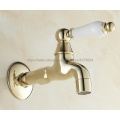 Luxury Gold Color Brass Wall Mount Bathroom Mop Pool Faucet Sink Water Taps Toilet Cold Bibcock Nav127