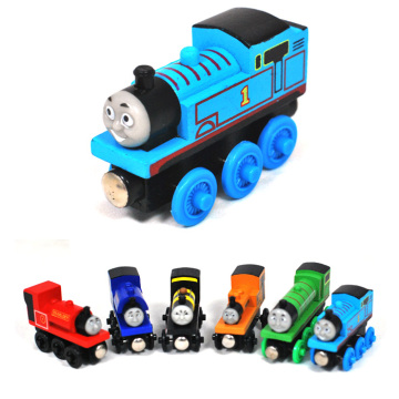 6PCS Locomotive Wood Magnetic Thomas Train Wood Railway Station Train House Slot Toy Kids Xmas Gifts Fit Thom as BIRO Toys