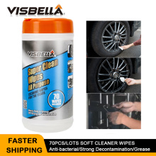70pcs/lots Wet Wipe Car Alloy Wheel Leather Care Super Clean Wipes for Sealants Paint Bitumen Grease Oil Remover Hand Protection