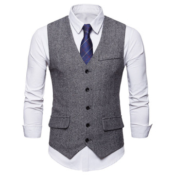 Fashion Single Breasted Woolen Suit Vest Men 2021 Autumn New Sleeveless Wool Vest Waistcoat Men Business Wedding Vests for Men