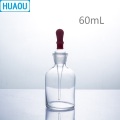 HUAOU 60mL Dropping Bottle Clear Glass with Ground in Pipette and Latex Rubber Nipple Laboratory Chemistry Equipment