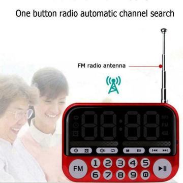 Portable Mini FM Radio Stereo Built-In Speakers Music Backlight Player Card Elderly Radio Time Display+timer Shutdown Home Radio