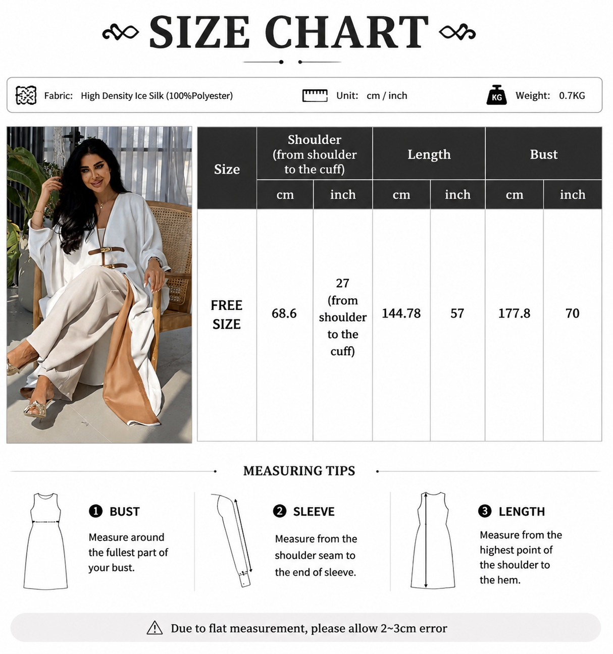White Open Kimono Abaya with Leather Buckle Detail