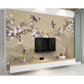 Beibehang Wallpaper mural magnolia hand-painted meticulous flower and bird TV background wall decorative painting 3d wallpaper