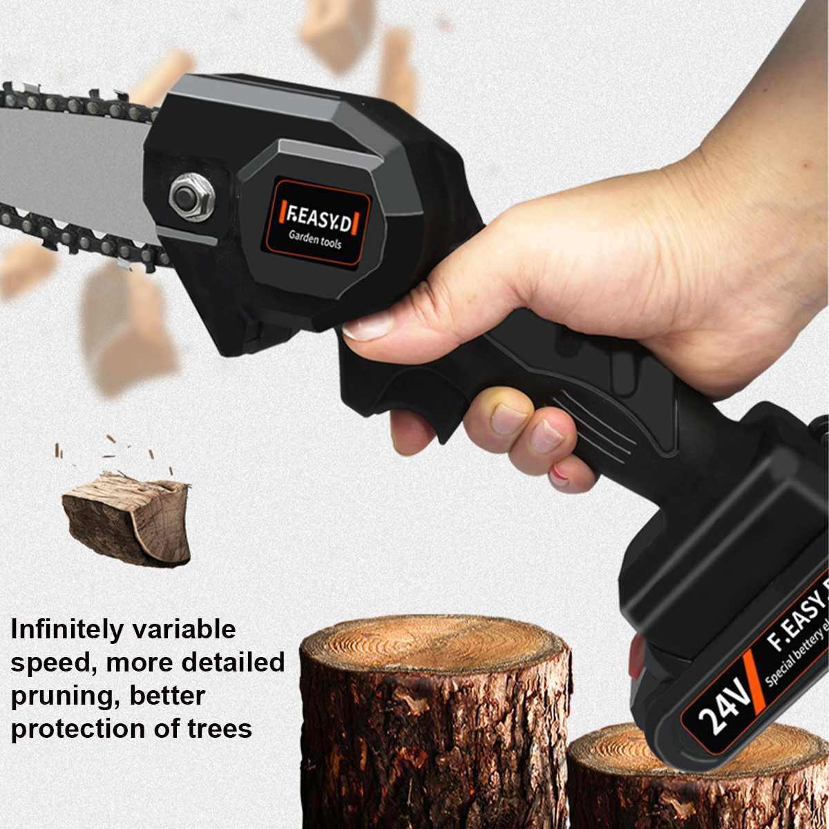 24V 4 inch Electric Saw Chainsaw Lithium Battery Electric Pruning Saw One-handed Electric Saw Logging Wood Cutters Bracket