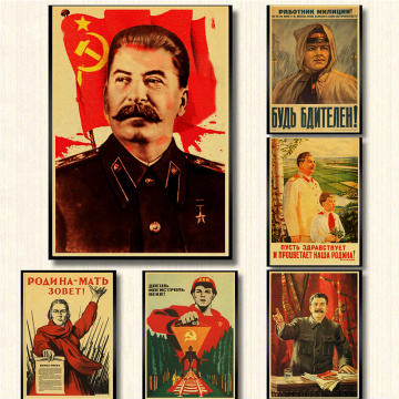 Russian Joseph Stalin Portrait CCCP USSR Retro Posters Art Painting Kraft Paper Prints Wall Sticker for Room/Bar Decoration