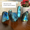 Runyangshi 1pc Natural crystal Colorful Flowing blue light Elongated stone ornaments Crystal Original Moonstone