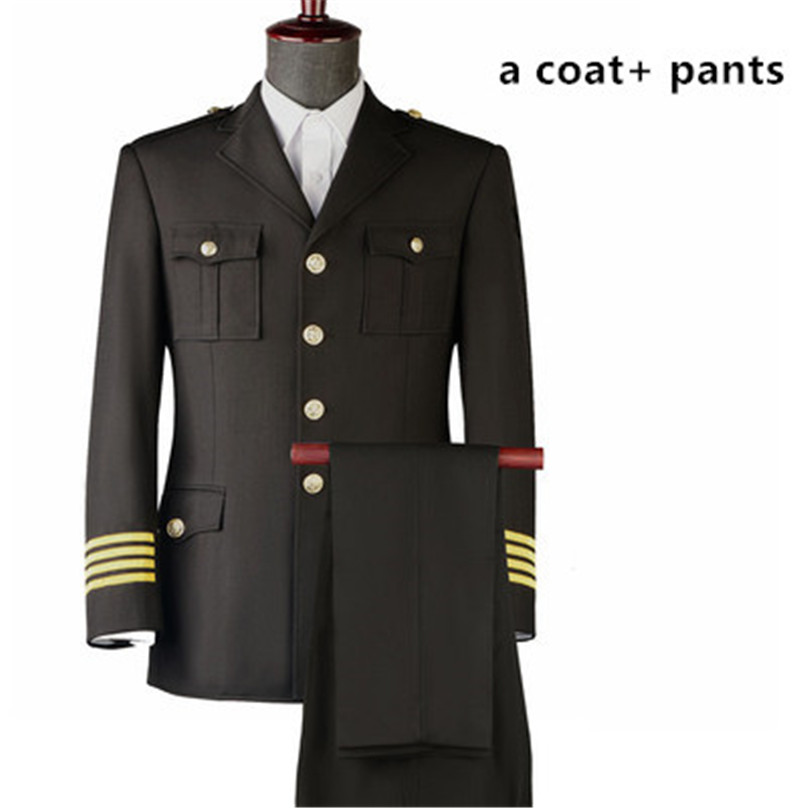 Noble Work Wear Men's Autumn Blue Business Suit Coat Classical Black Military Uniform Equipment Security Guard For Cosplay Gift