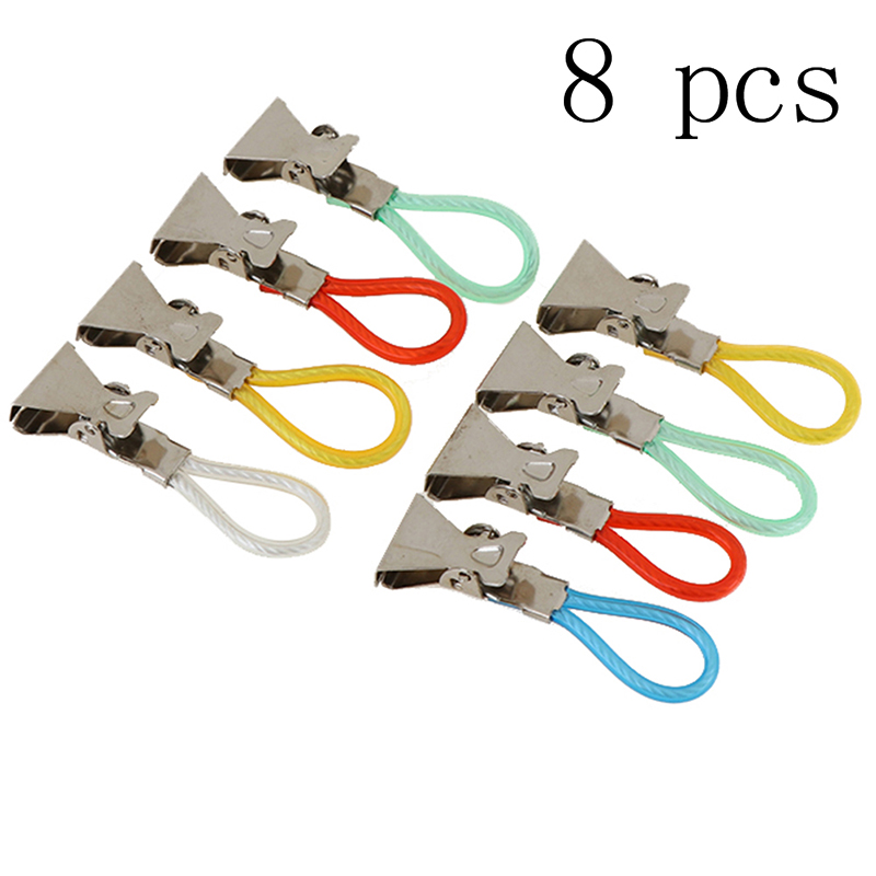 8 pcs Tea Towel Hanging Clips Clip on Hooks Loops Hand Towel Hangers Hanging Clothes Pegs Household Kitchen Bathroom Organizer