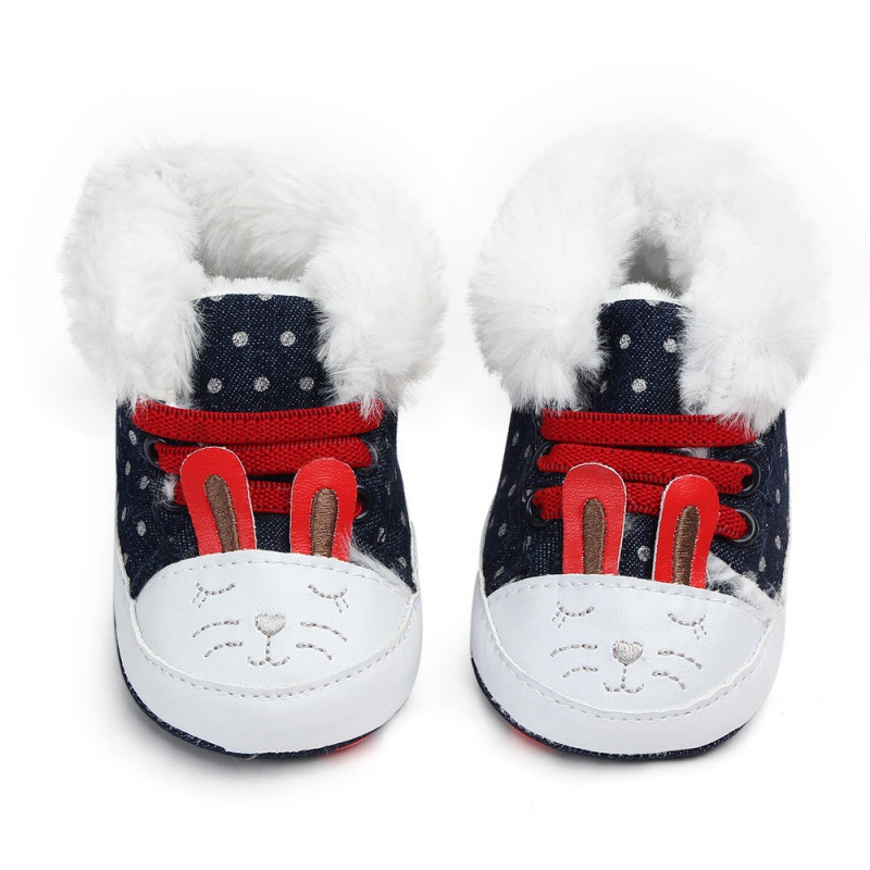 Winter Fur Warm Baby Girls First Walkers for Newborn Soft Sole Non-Slip Infant Cartoon Cotton Shoes Sneakers