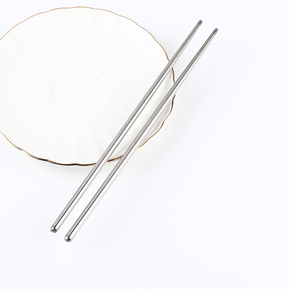 1 Pair Chinese Stainless Steel Chopsticks Stylish Non-slip Design Chopsticks Kitchen Tools Home Practical Tableware