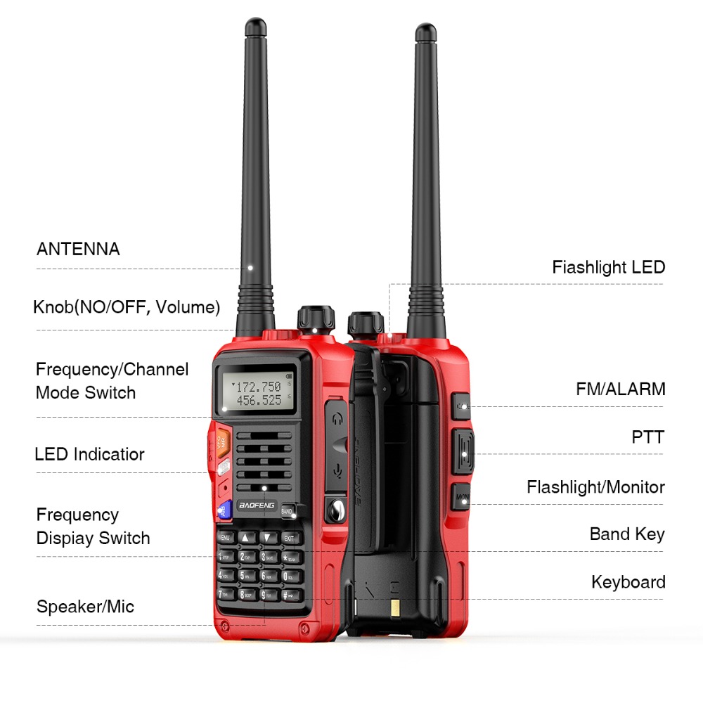 BaoFeng UV-S9 Plus Tri-Band Radio 10W Powerful 136-174Mhz/220-225Mhz/400-520Mhz 10km Long Rang Handheld Walkie Talkie Amateur