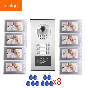 7'' Monitor Video Intercom RFID Camera Video Doorbell with 6 / 8 / 10/ 12 Units Video Door Phone 500 user for multi Apartments