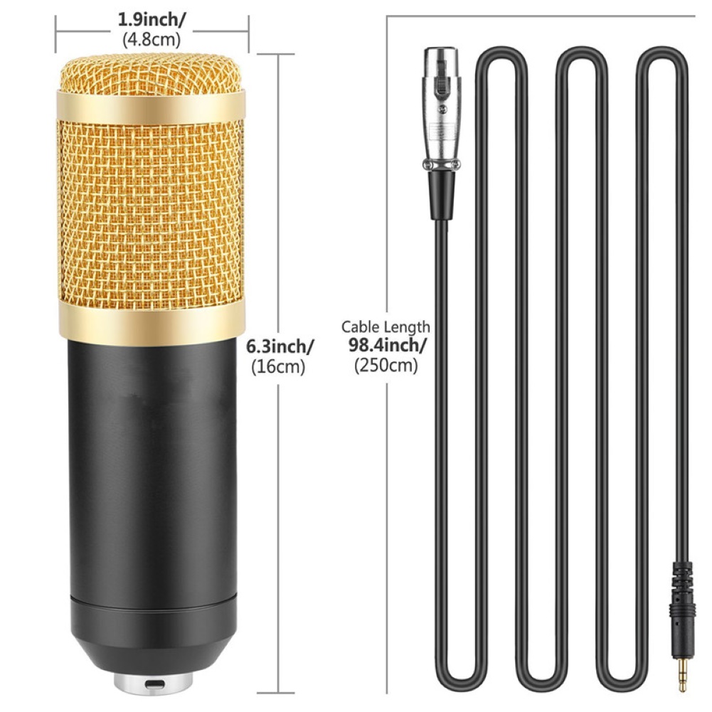 BM800 Condenser Studio Broadcasting Singing Microphone Podcast Recording Mic for ios Android Cell Phone Laptop Tablet Recording