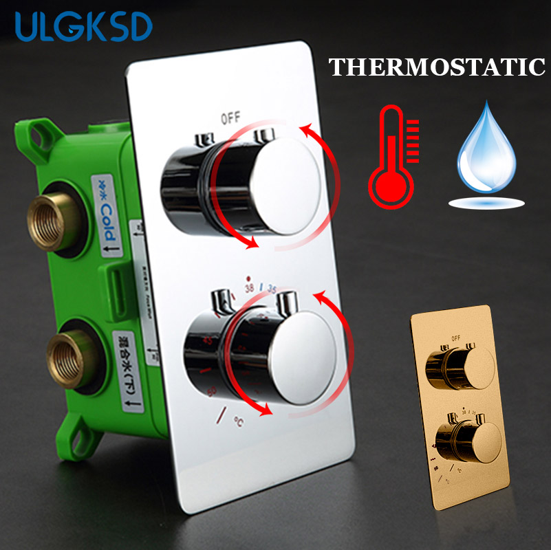 ULGKSD Thermostatic Shower Valve Chrome/ Black Brass Ceramic Faucet Cartridges Para Bathroom Shower Faucets Mixer Tap