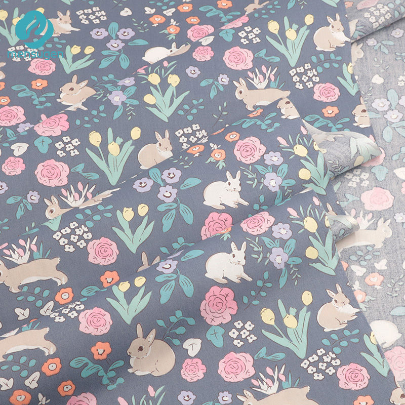 Fabric Meters Rabbit Rose Tulip Printed Cotton Fabrics for Sewing Girls Dresses Baby Nest Blankets Clothes DIY Sewing Tissu