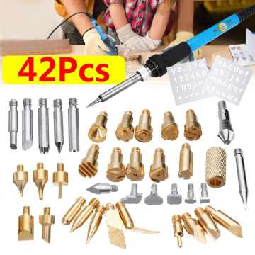Electric Soldering Iron Kit Wood Burning Pen 42Pcs 60W Tip Pyrography Craft Tool 110V/220V US/EU Plug Repair for Woodworking