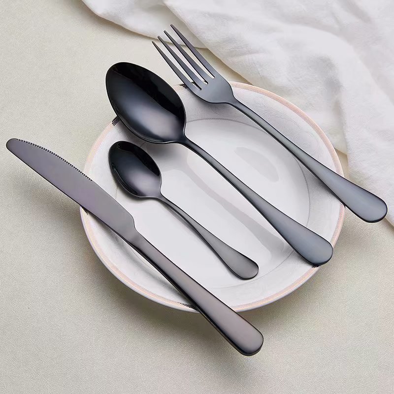 Spklifey Black Cutlery Set 16 Pcs Stainless Steel Dinnerware Tableware Silverware Sets Dinner Knife and Fork Dinner Set
