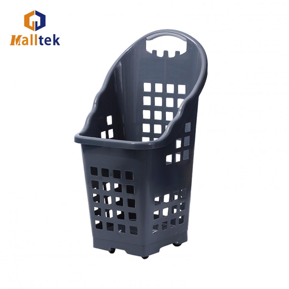 Large capacity supermarket plastic roll shopping  trolley basket