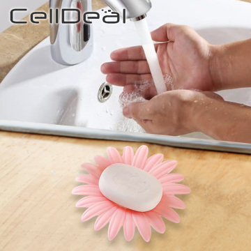 Creative Flower Daisy Soap Box Drain Soap Holder Bathroom Flower Holder Sink Sponge Drain Box bathroom storage soap dish