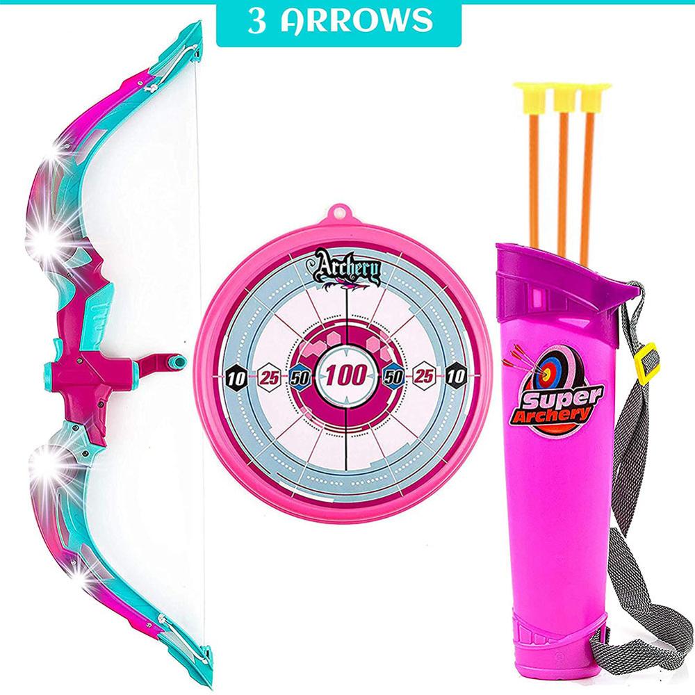 Bow Arrow for Kids with Led Flash Lights Archery Set 3 Suction Cups Arrows Outdoor Toys for Children 3-12 years old
