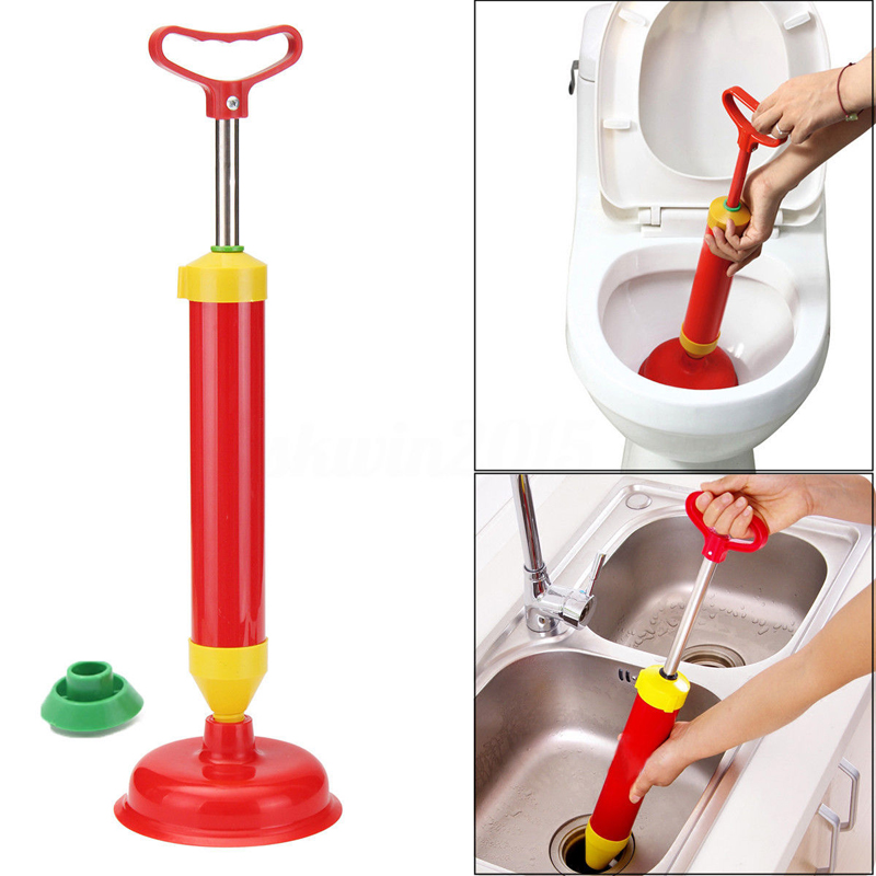 Powerful Bathroom Blocked Toilet Sink Multi Drain Buster Plunger W/2 Suckers For Sink Cleaning Tool