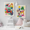Elegant Poetry Simple Cartoon Animals Colorful World Canvas Painting Art Wall Print Picture Poster Mural Children Bedroom Decor