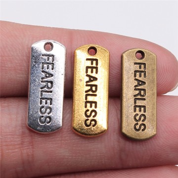 WYSIWYG 10pcs 21x8mm Charm Fearless Tag 3 Colors Fearless Tag Charms Fearless Tag Pendant Charms For Jewelry Making