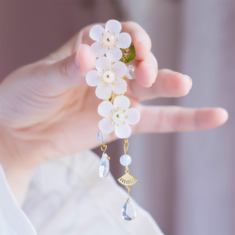 Antique hanfu hairpin fresh cherry blossom put cos hair everyday Chinese elements on duckbill clip to fairy