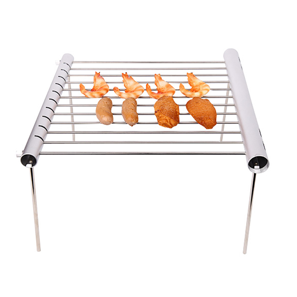 Camping BBQ Grill Mini Pocket Campfire Barbecue Grill Portable Outdoor BBQ Rack Wire Meshes Household Friends Gather Barbecue