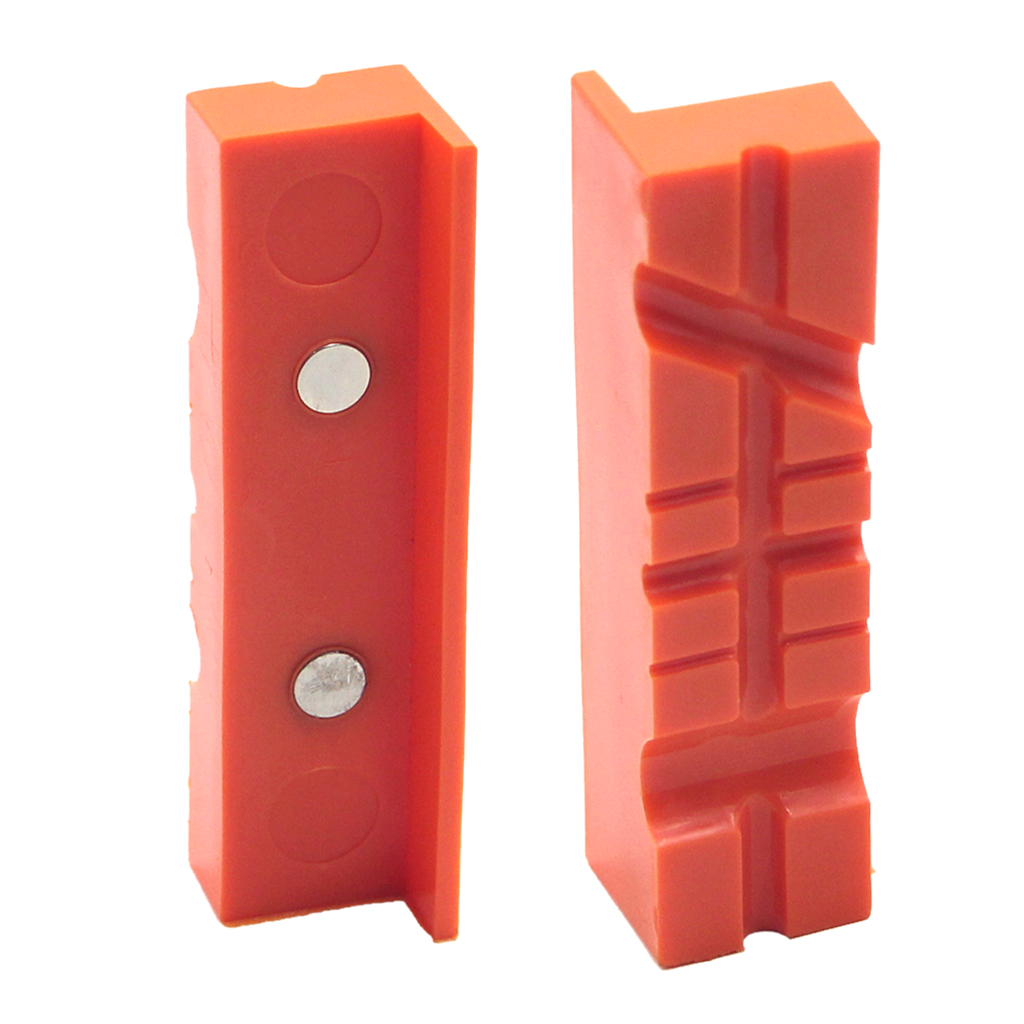 2pcs Magnetic Vise Jaw Pads Covers Protectors Multi-Grooved Soft Jaw Pads for Woodworking, Metalworking, Construction
