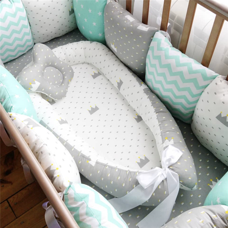 80*50cm Baby Nest Bed Portable Crib Travel Bed Infant Toddler Cotton Cradle for Newborn Baby Bassinet Bed